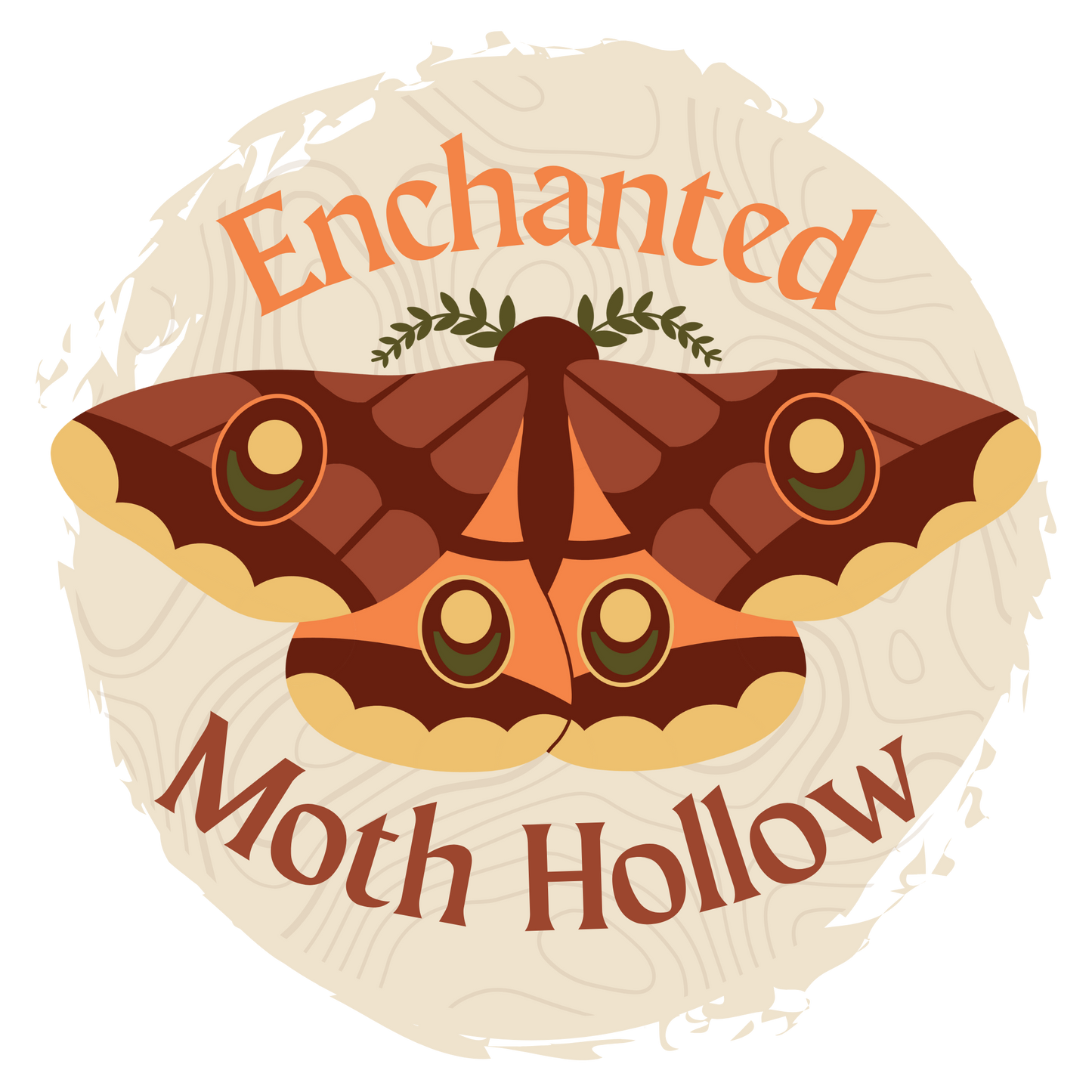 Enchanted Moth Hollow logo with brand text and background