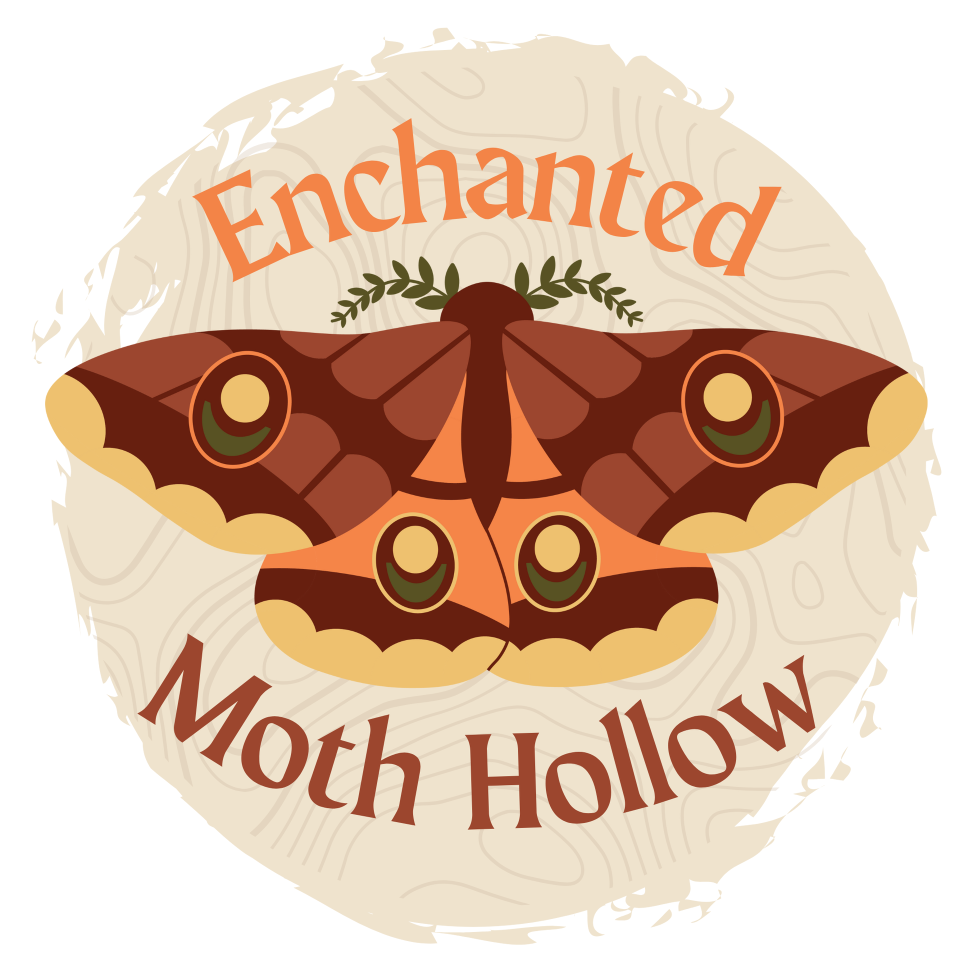 Enchanted Moth Hollow logo with brand text and background